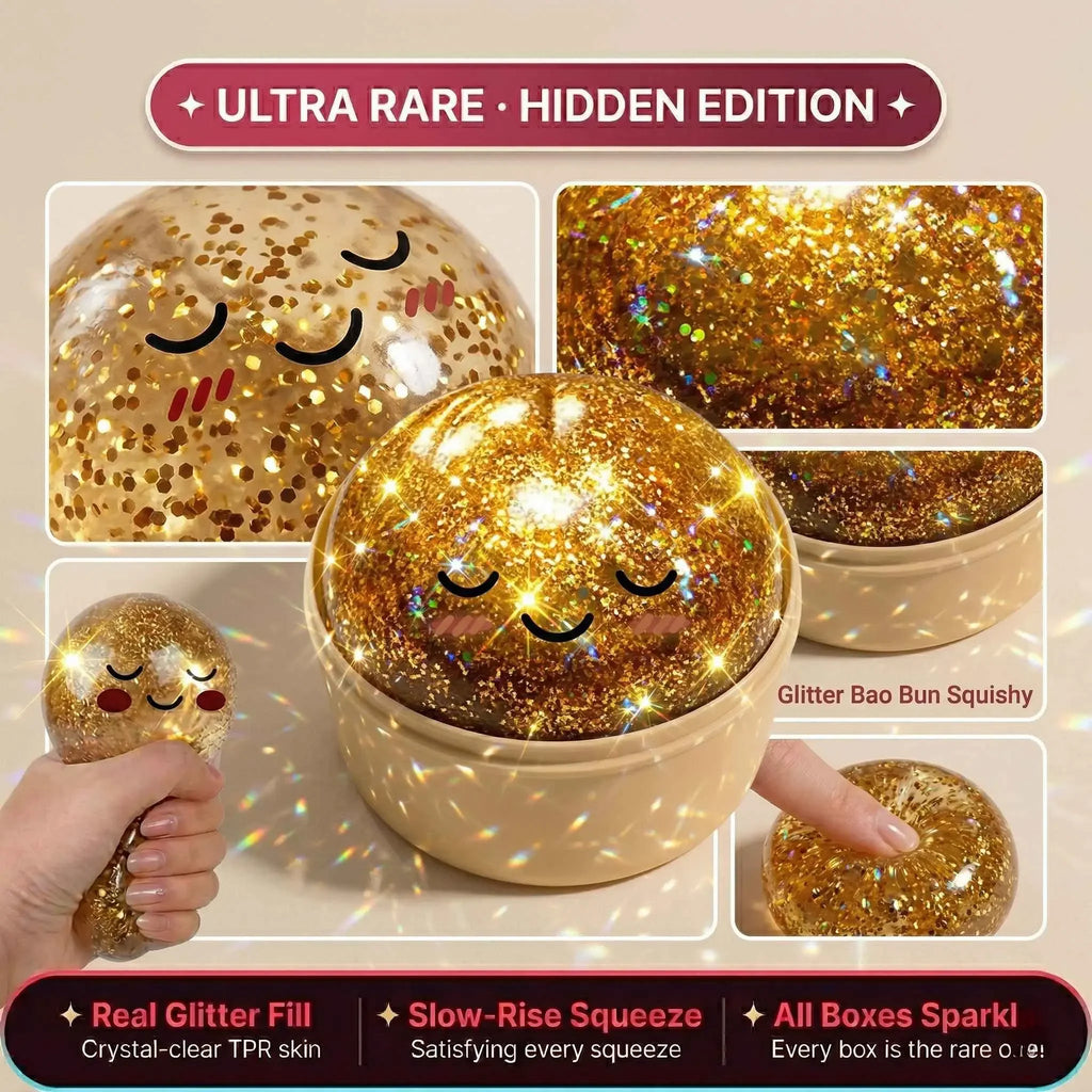 Squishy Viral de Dumpling ULTRA RARO con Purpurina Dorada, Edición Oculta, Squishies de Dumpling de Subida Lenta, Suave para Aliviar el Estrés.