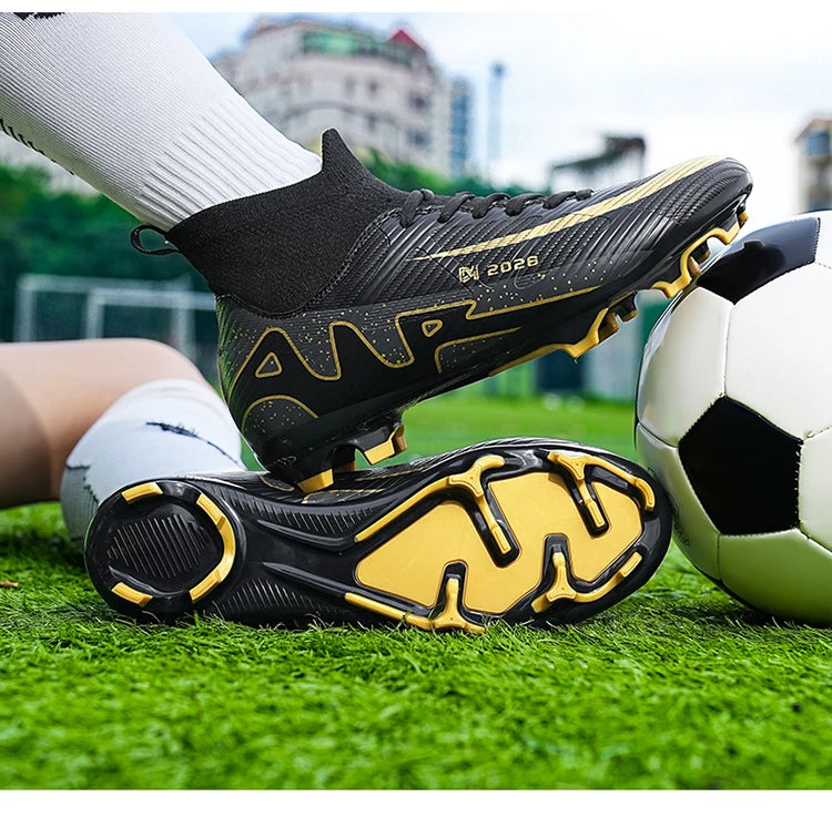 Zapatos de fútbol rosas a la moda para hombre, botas de fútbol ligeras profesionales con calcetín, zapatillas de fútbol originales antideslizantes para exteriores