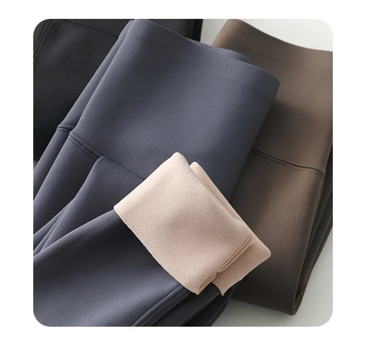 BIVIGAOS-mallas gruesas de terciopelo de Alpaca para mujer, mallas de tiburón negro, cintura alta, ajustadas, sin costuras, cálidas, para otoño e invierno