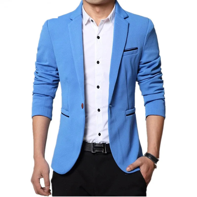 2024 hombres Slim fit nueva moda Blazer traje chaqueta negro azul rojo de talla grande L a 5XL chaquetas masculinas abrigo para hombre vestido de boda