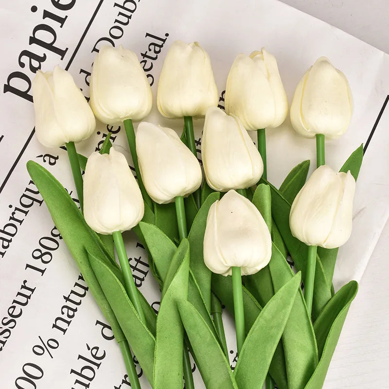 3/5/10/15/20 piezas tulipanes flores artificiales ramo de flores de tacto Real tulipanes flor falsa para decoración del hogar de la boda