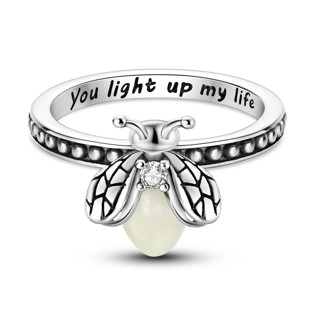 Anillo de plata 925 con diseño Original de luciérnaga y amor infinito, anillos de dedo de circón para mujer, regalo de joyería de boda de alta calidad