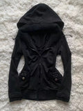 Sudadera con capucha informal para mujer, sudaderas góticas Retro, estilo Punk Hip Hop, cárdigan multifuncional de calle alta, nueva tendencia, color negro