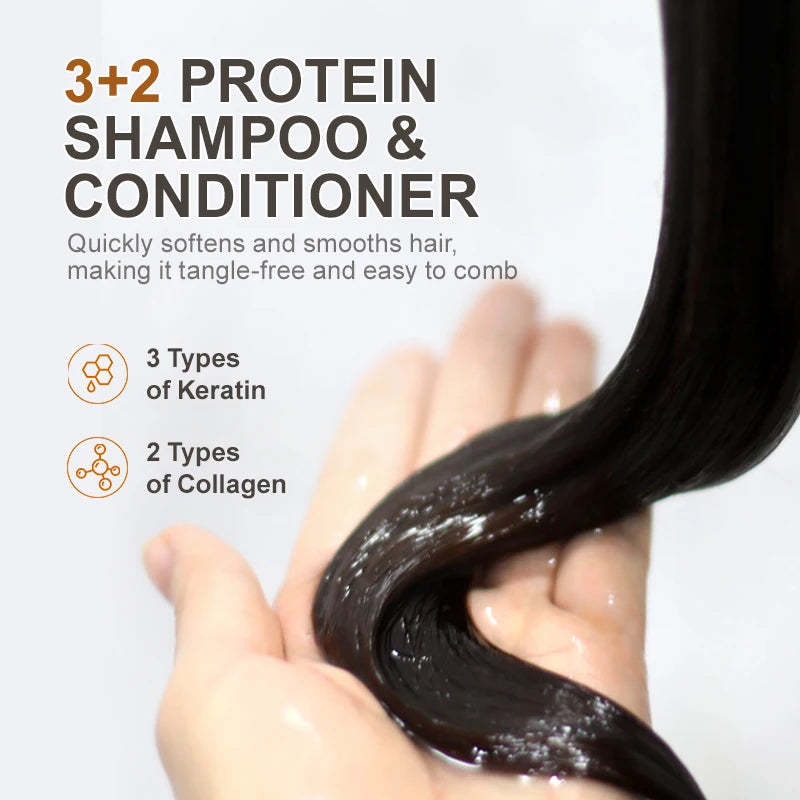 PURC-tratamiento para el cabello dañado, aceite de argán marroquí, aminoácido, queratina, suavizante, champú sin sulfato, acondicionador, juego de cabello para coche