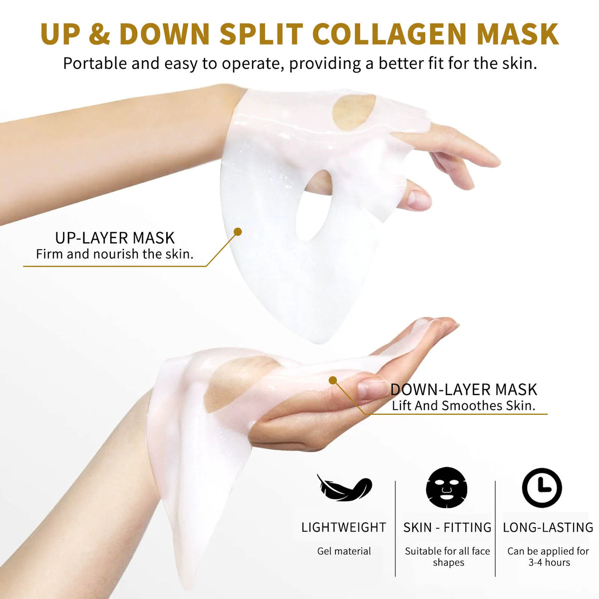Mascarilla facial de colágeno para arrugas durante la noche, para el cuidado de la piel antienvejecimiento, hace que la apariencia de la piel, mascarilla hidratante más suave y más firme para mujeres
