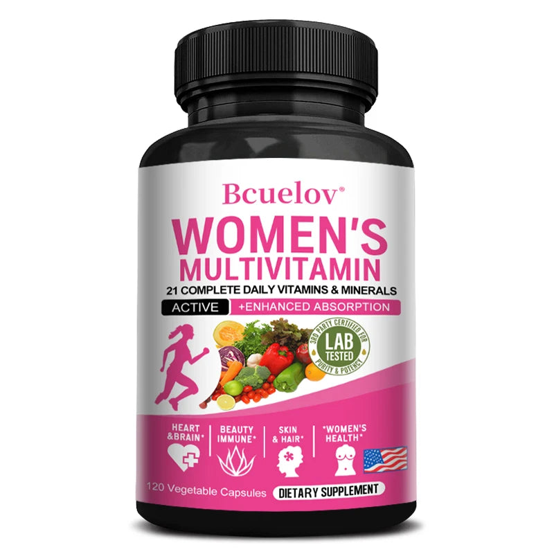 Multivitamínico Diario para Mujeres, con 21 Vitaminas y Minerales Completos para el Día a Día, Fórmula Eficiente para el Metabolismo y el Apoyo Inmunológico, 120 Cápsulas