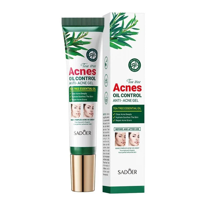 Crema para eliminar el acné del árbol de té, Control de aceite hidratante suave para el rostro, Gel Facial para eliminar el acné, espinillas, belleza y salud