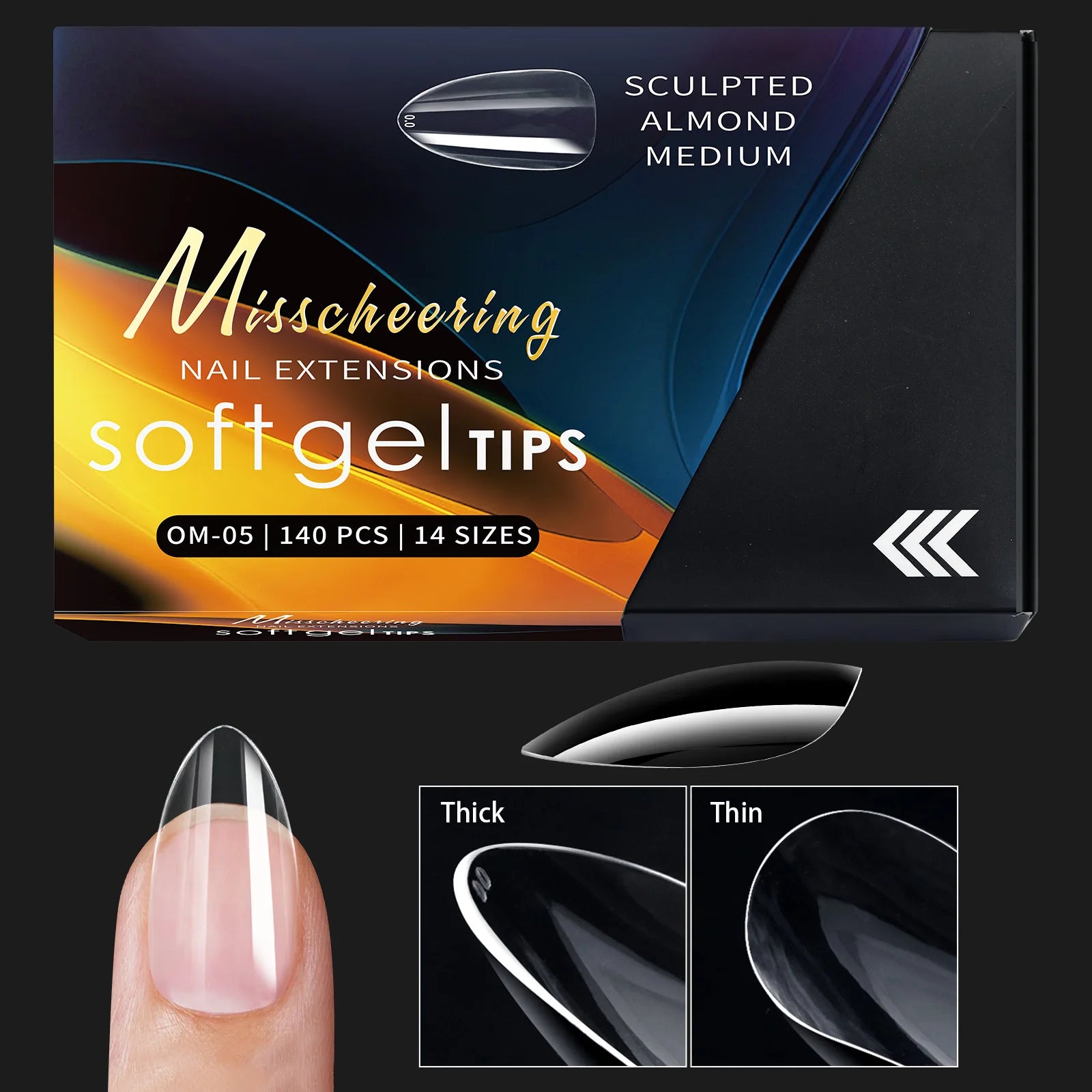 120/140 Uds. Puntas de uñas postizas de aguja de almendra extensión de uñas postizas suaves y transparentes para el hogar DIY salón de uñas manicura prensa en las uñas