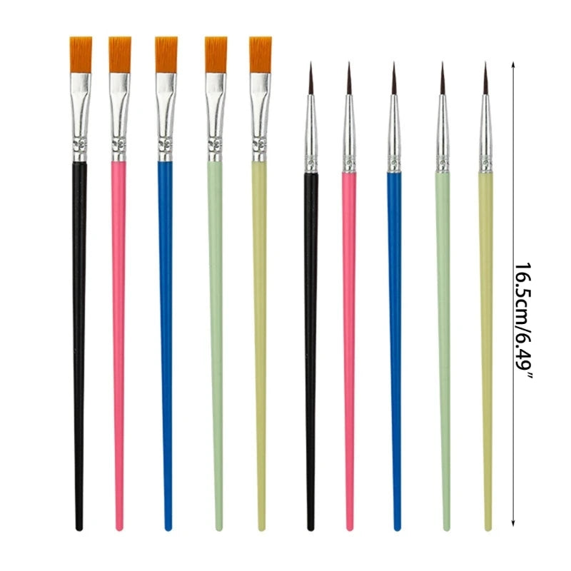 Pincel pintado a mano, pinceles pintura acrílica para nailon, juegos 10 piezas, juego pinceles