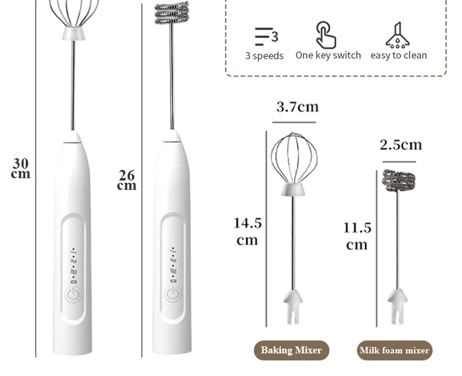 Artículos de cocina 2 en 1, batidor de huevos eléctrico con carga USB, Mini licuadora, accesorios de cocina, mezclador, utensilios para el hogar, barra de doble cabezal