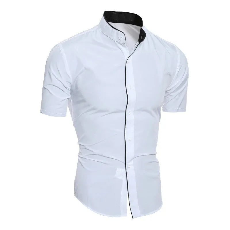 Nueva camisa de manga corta informal de color sólido para hombre