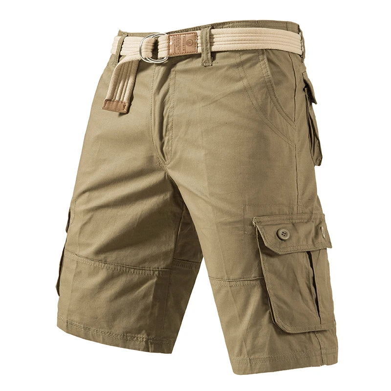Pantalones cortos Cargo hasta la rodilla para hombre, Bermudas deportivas informales, pantalones cortos de algodón de talla grande, pantalones cortos rectos de Golf para correr y gimnasio