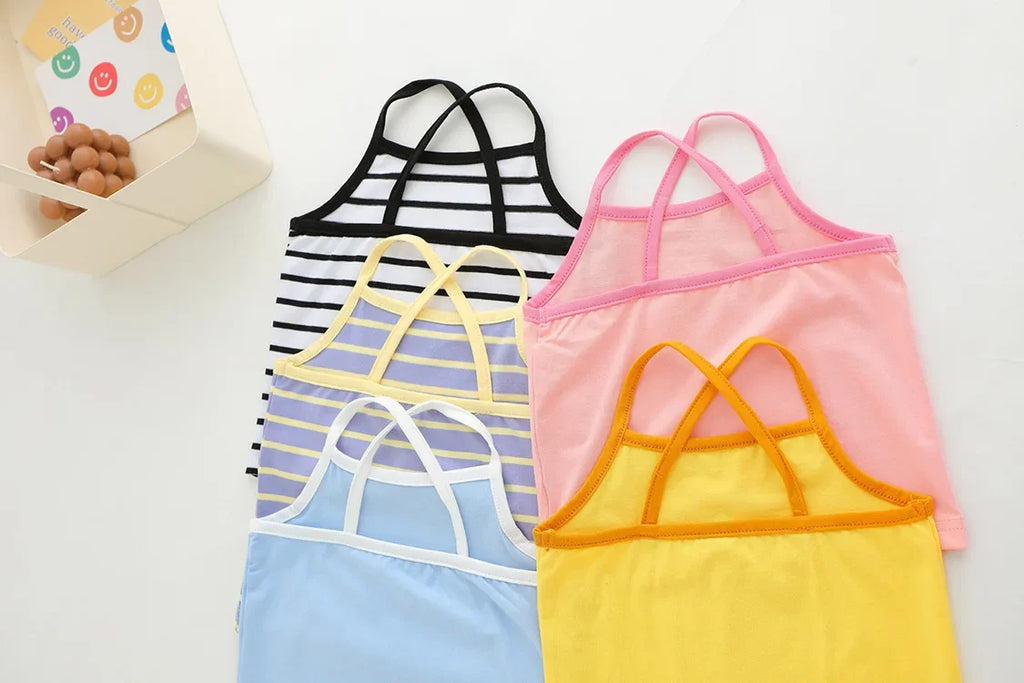 Ropa de verano para niños, camiseta sin mangas bonita de dibujos animados para niñas, chaleco informal coreano, camiseta bonita y dulce, disfraz para niñas 2024