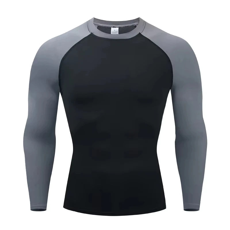Camisa de compresión de manga larga para hombre de secado rápido |   Top deportivo para culturismo, fitness, gimnasio, entrenamiento