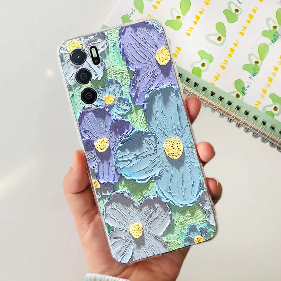 Para Oppo A16 A16s funda elegante pintada contraportada suave funda de teléfono delgada para Oppo A16s OppoA16 s CPH2269 Coque Fundas carcasa de parachoques