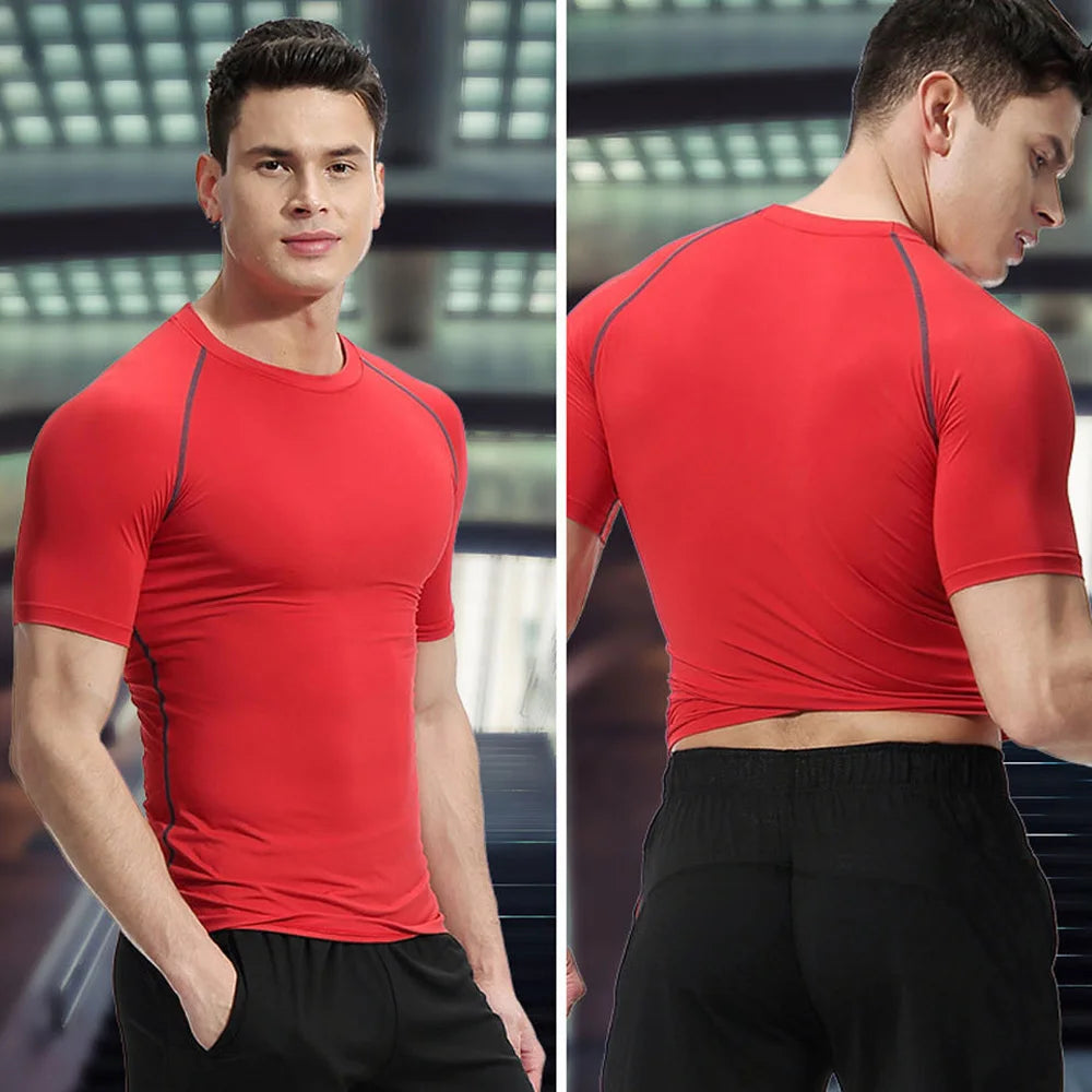 Conjunto de compresión con estampado 3D de Anime para hombre, Top de gimnasio de manga corta + pantalones cortos de entrenamiento, conjunto de protección contra sarpullidos transpirable de secado rápido
