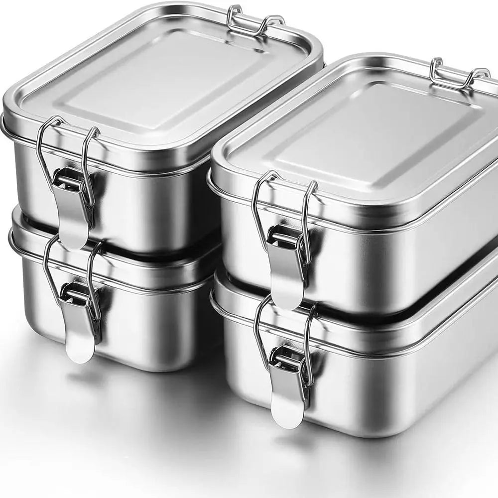 Lonchera Cuadrada de Acero Inoxidable Resistente, Lonchera de Gran Capacidad con Tapa Hermética, Contenedor de Almuerzo a Prueba de Fugas para Exteriores