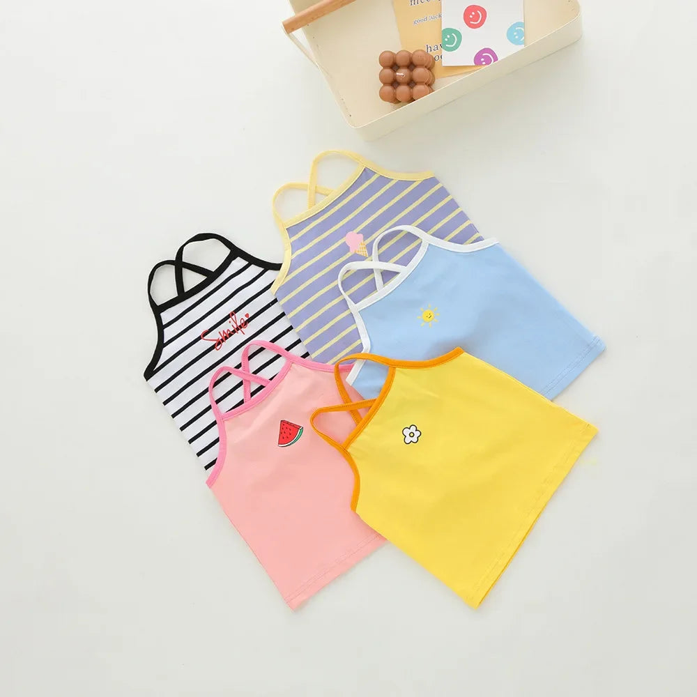 Ropa de verano para niños, camiseta sin mangas bonita de dibujos animados para niñas, chaleco informal coreano, camiseta bonita y dulce, disfraz para niñas 2024