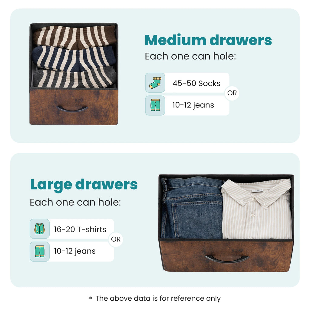 JHK Desser para dormitorio con 7 cajones de tela, organizador, armario de almacenamiento, pecho, ropa para sala de estar, vitrina de muebles