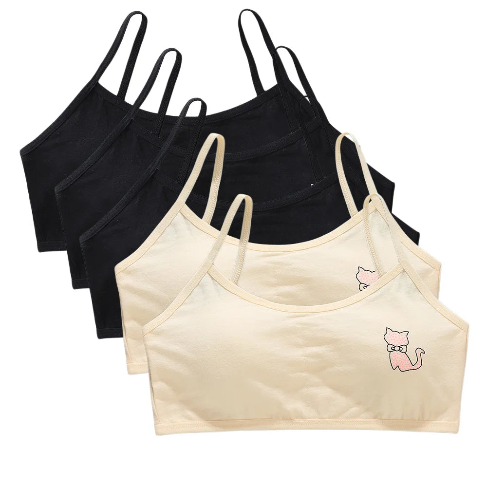 5 unids/lote Teeange niñas pequeñas sujetadores de entrenamiento Purbery School Girl Sujetador deportivo niños almohadilla para el pecho desmontable ropa interior niños Tops de tubo