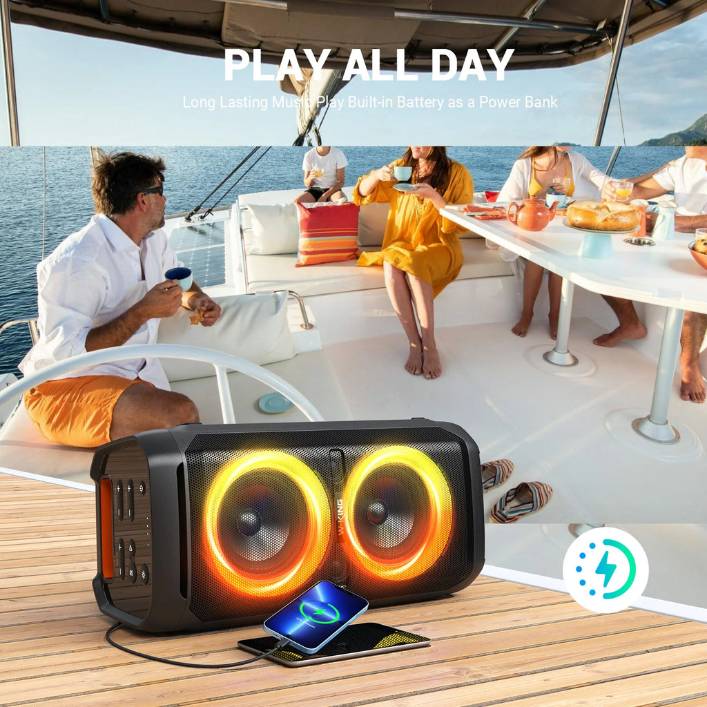 Altavoces Bluetooth W-KING T11 de 100 W RMS, Resistentes al Agua IPX6, BT 5.3, Altavoz Portátil para Fiestas, Graves Profundos Inalámbricos/Sonido Masivo de 115 dB