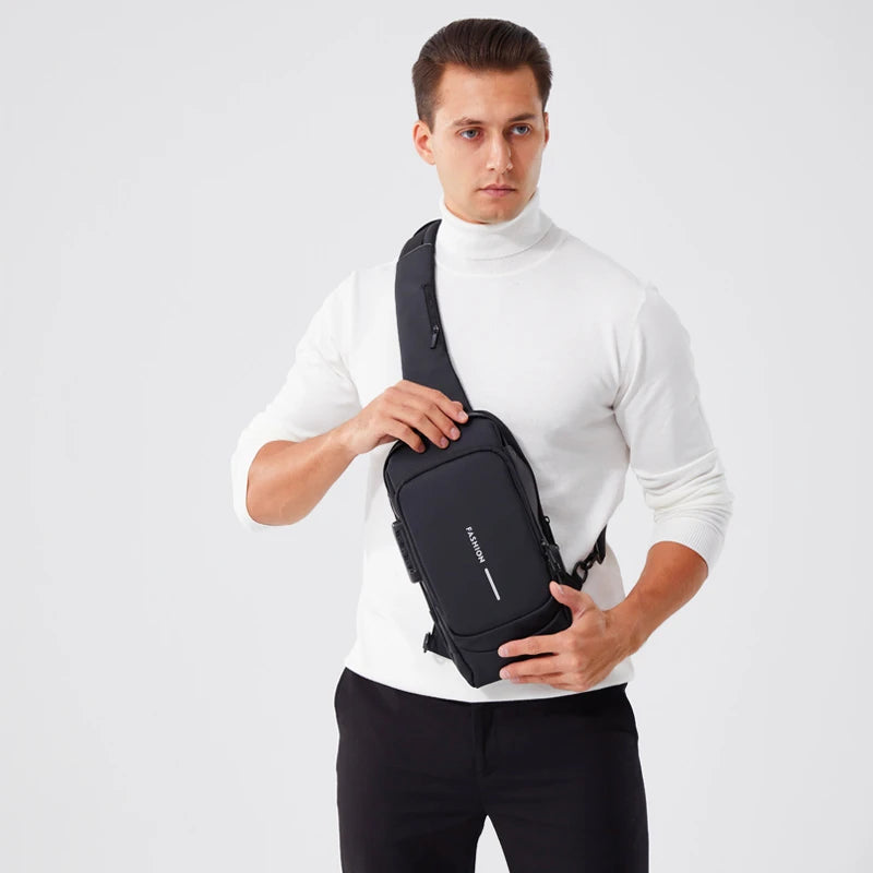 Bolso cruzado de cuero PU para hombre, bandolera clásica antirrobo, bolso de pecho multifuncional, nueva marca de diseñador