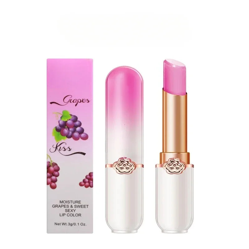 Bálsamo labial de Color melocotón, lápiz labial con cambio de temperatura de cristal, brillo de labios hidratante de larga duración, maquillaje, cuidado de labios, cosmético de reparación