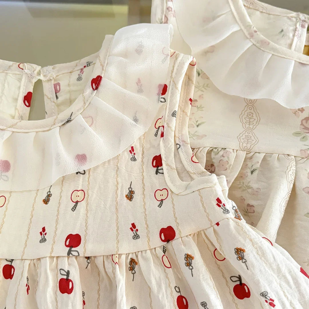 Conjunto de Ropa Infantil de 2 Piezas con Estampado Completo para Niñas de 1 a 10 Años, Verano 2026, Sin Mangas, Tela Suave y Transpirable, Diseño Lindo, Ropa para el Hogar