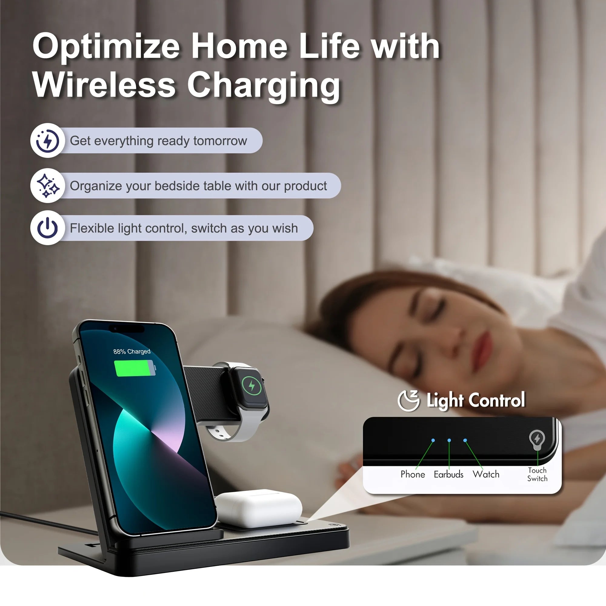 Soporte de cargador inalámbrico magnético 3 en 1, estación de carga rápida de 15W, múltiples dispositivos para iPhone 15 14 13 8 Apple Watch Airpods