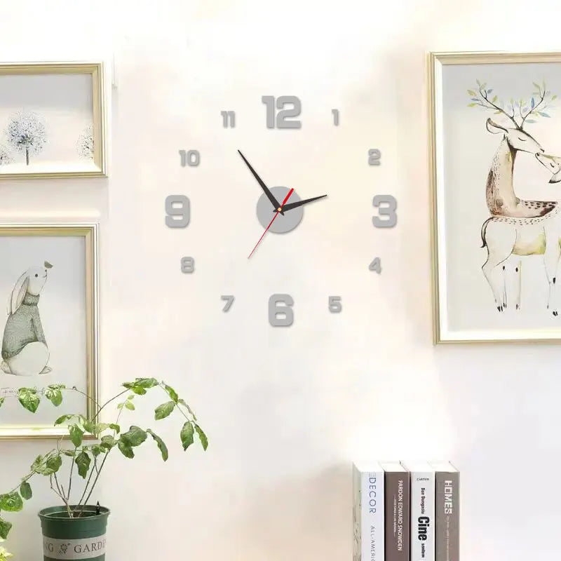 Reloj colgante de pared DIY sin marco creativo 3D, pegatinas de pared, reloj Digital silencioso para el hogar, decoración de pared para sala de estar y oficina
