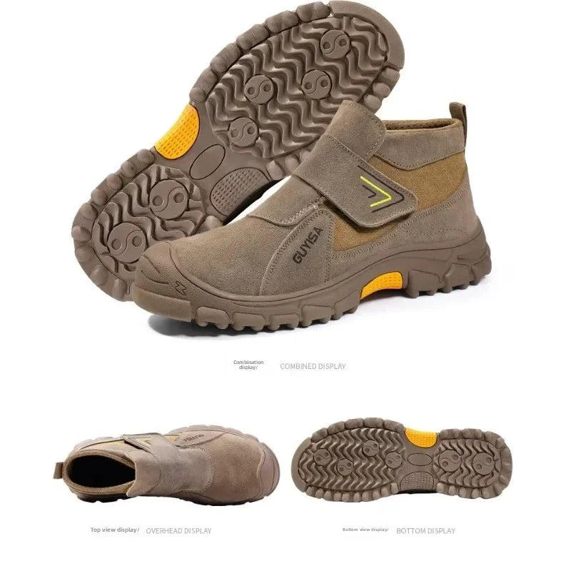 Nuevos zapatos de seguridad antigolpes y antipinchazos para hombres y mujeres, botas protectoras, zapatos de gamuza resistentes al desgaste, antiescaldaduras