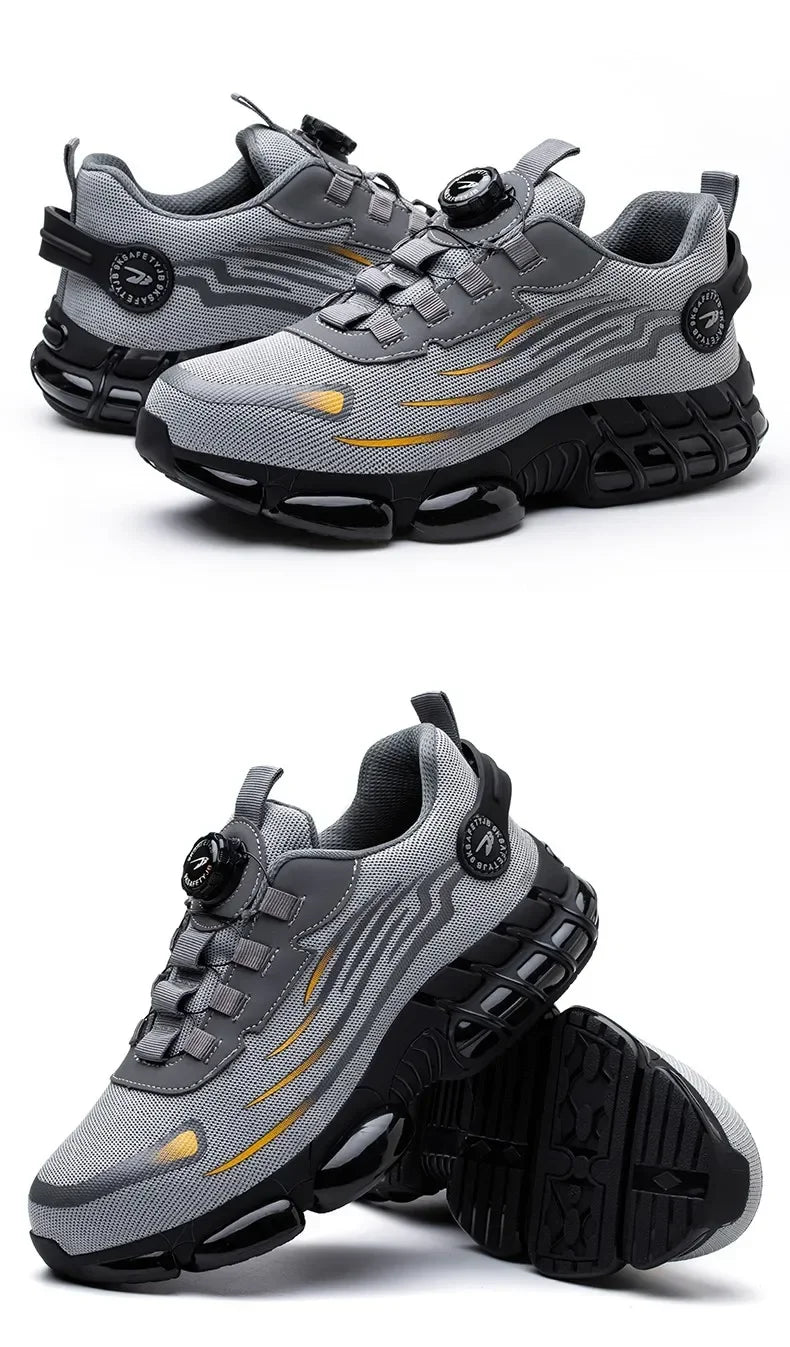 Nuevos zapatos de seguridad para el trabajo, talla 36-48 para mujeres y hombres, zapatillas de deporte con punta de acero para hombres, botas antideslizantes ligeras y transpirables impermeables, trabajo para hombres