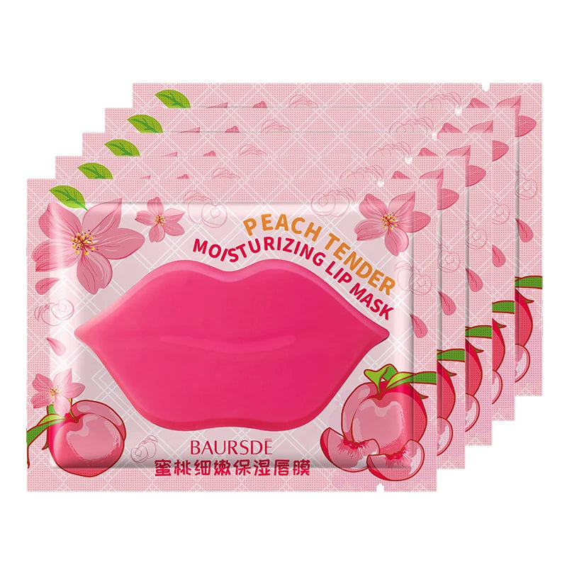5/10 unids/lote mascarilla labial nutritiva de colágeno esencia de frutas hidratante reafirmante parche labial antiarrugas cuidado de la piel