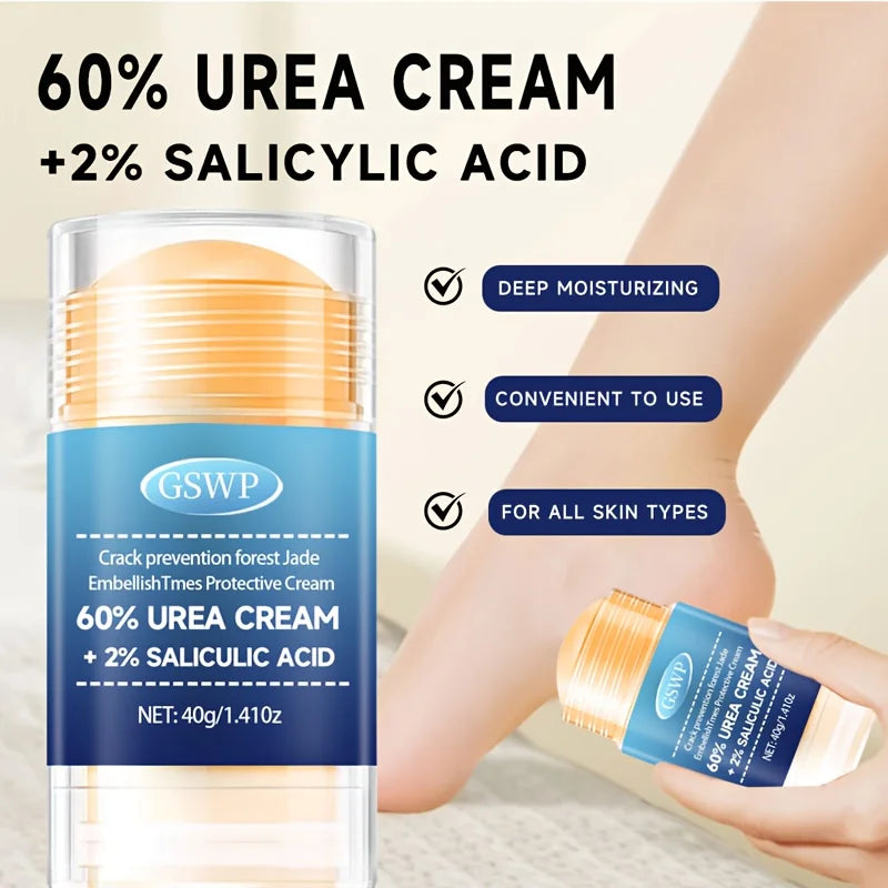 GSWP Crema para pies con 60% de urea y 2% de ácido salicílico, nutre e hidrata manos y pies, sin alcohol, apta para todo tipo de piel 40+40g