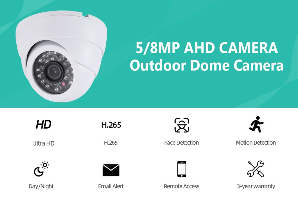 Cámara domo analógica de seguridad CCTV 4K BNC para exteriores, impermeable, detección facial, AHD, DVR, sistema de videovigilancia, 8MP, XMEYE, 5MP