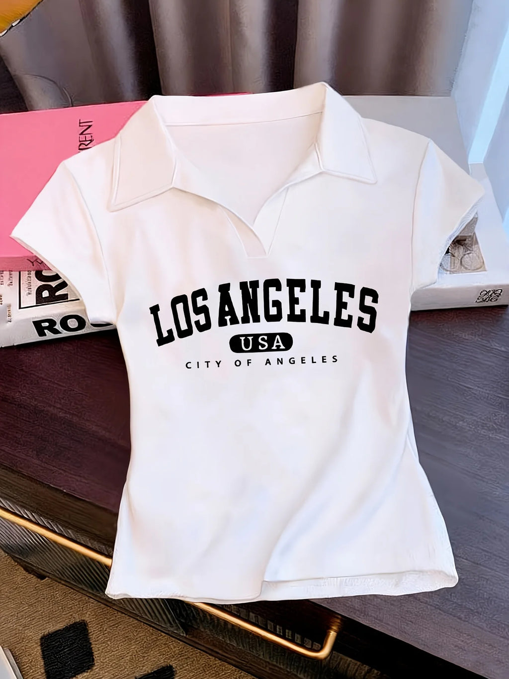 Camiseta POLO blanca de manga corta para mujer, estilo punk, holgada y cómoda, para vacaciones, de verano