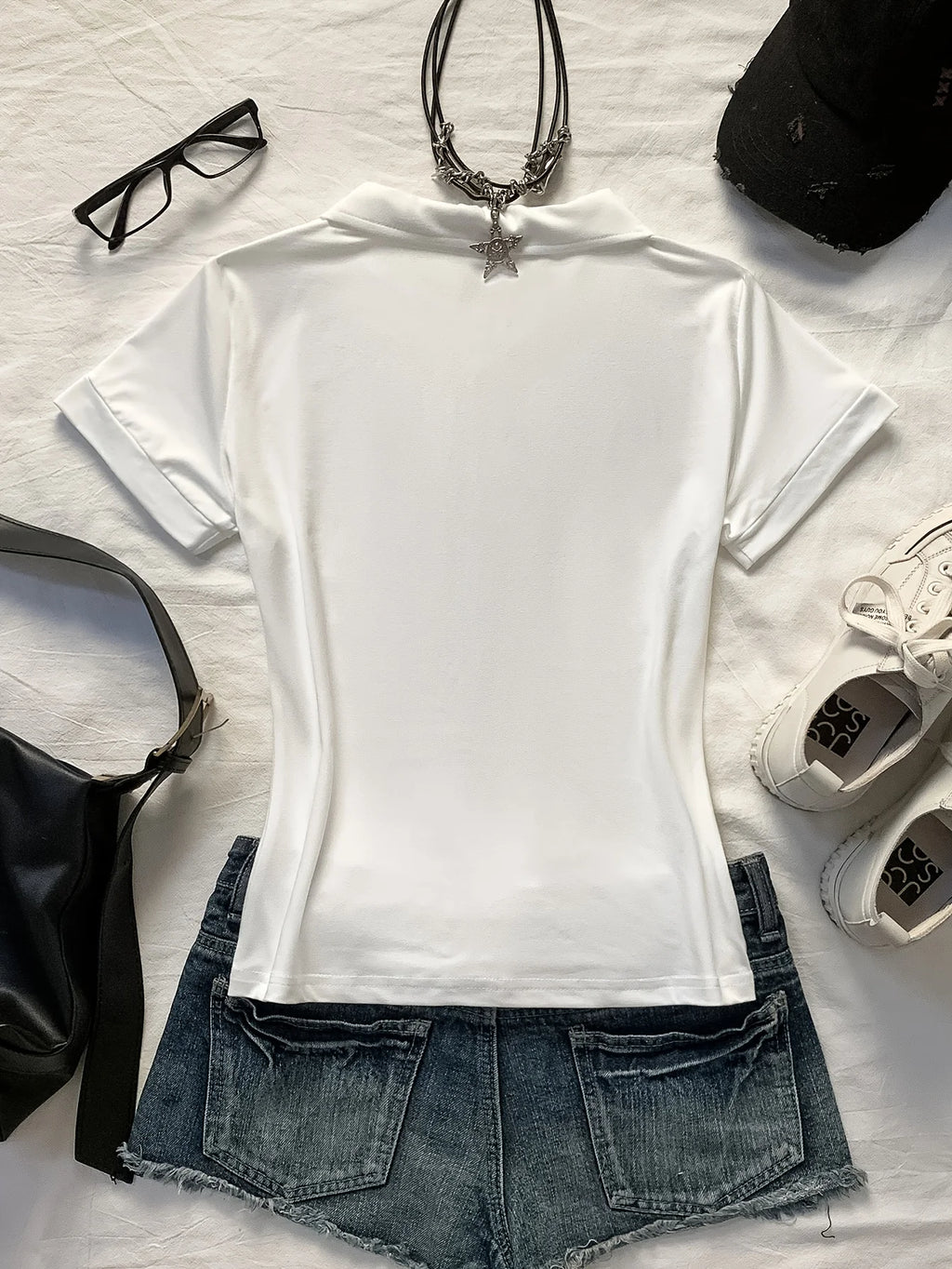 Camiseta Polo de Verano para Mujer con Estampado de Potro, Ajustada, Manga Corta, Estilo Y2K, Casual, Streetwear, Crop Top