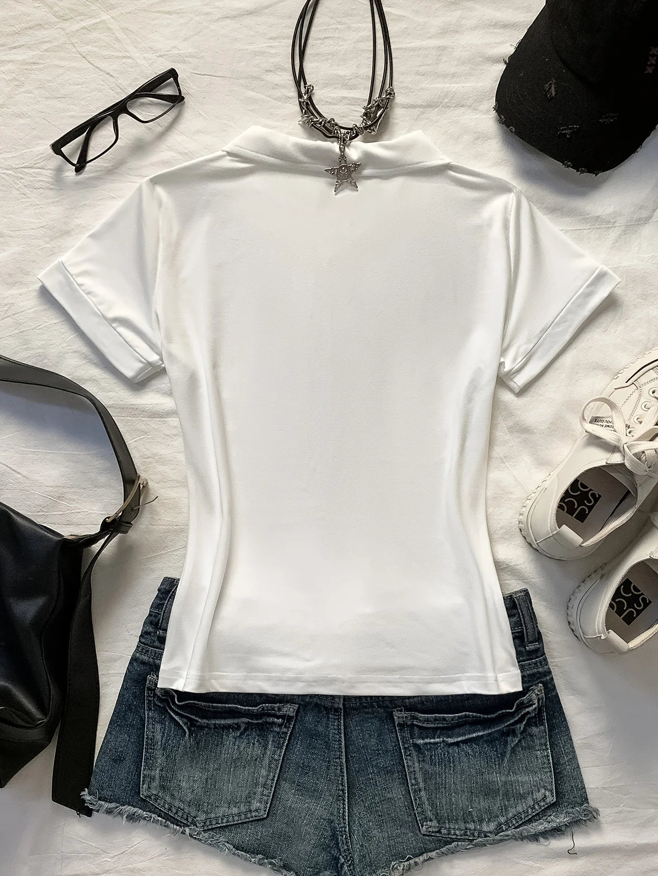 Camiseta Polo de Verano para Mujer con Estampado de Potro, Ajustada, Manga Corta, Estilo Y2K, Casual, Streetwear, Crop Top