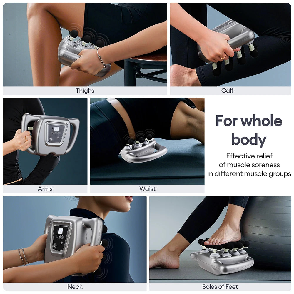Pistola de Fascia de 16 cabezales, pistola de masaje corporal con vibración de alta frecuencia, masajeador de espalda y cintura, masajeador de cuello y hombros, masajeador muscular
