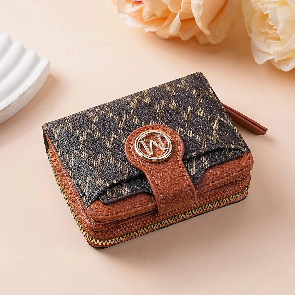 Cartera corta para mujer, monedero con cremallera con letra M, monederos para monedas, bolsas para dinero, tarjetero, bolso de mano