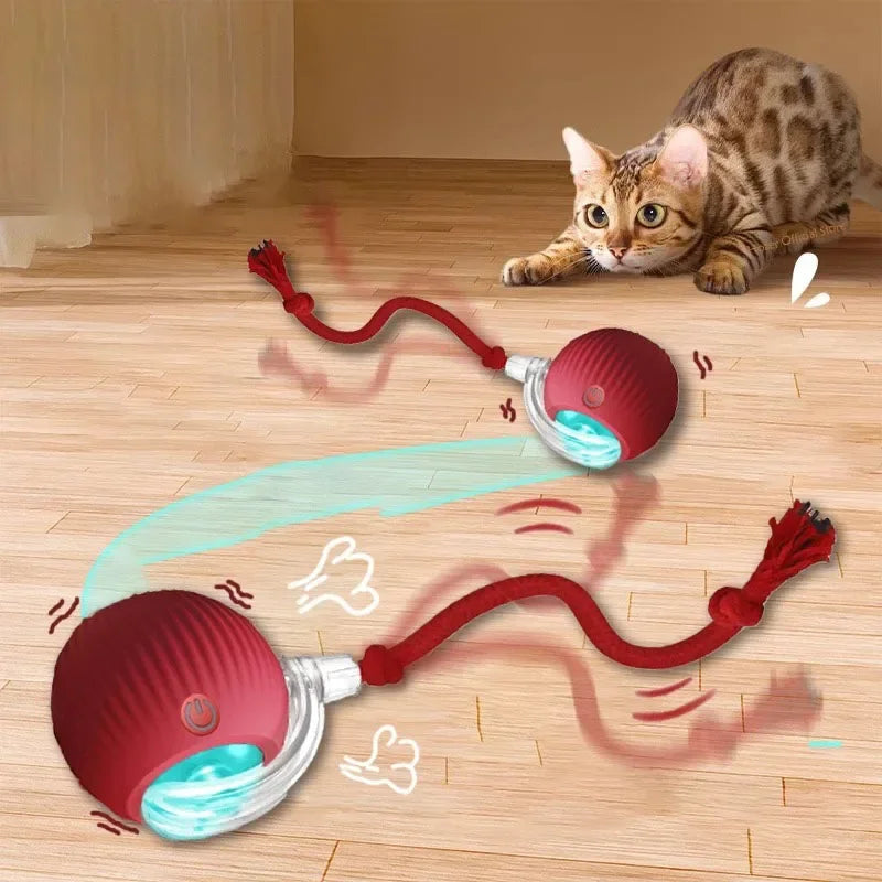 Nuevo juguete interactivo de pelota para gatos, bola rodante automática, cola de imitación, juguete eléctrico inteligente recargable para mascotas, entrenamiento para perros y gatos, ratón de imitación