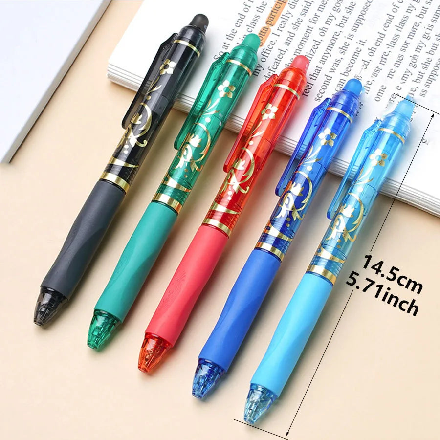 Juego de bolígrafos retráctiles borrables de color, 10 Uds., con recambios, escritura de dientes de punta extrafina de 0,5mm, perfecto para útiles escolares