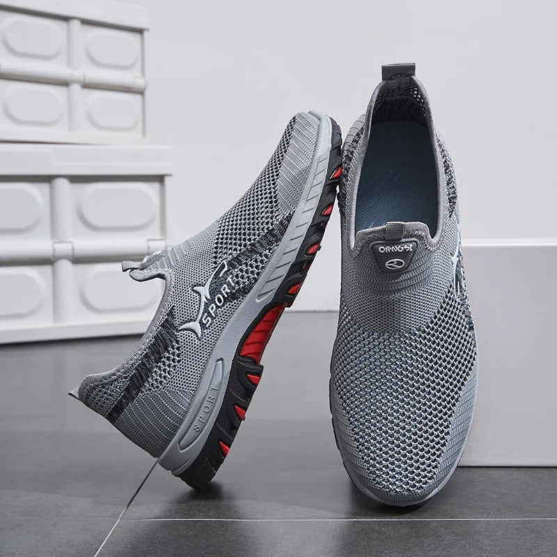 Zapatillas ligeras sin cordones para hombre - Zapatos casuales antideslizantes adecuados para senderismo, uso diario y aventuras al aire libre, diseño de tela negra de caña baja con suela sintética, punta redonda, ideales