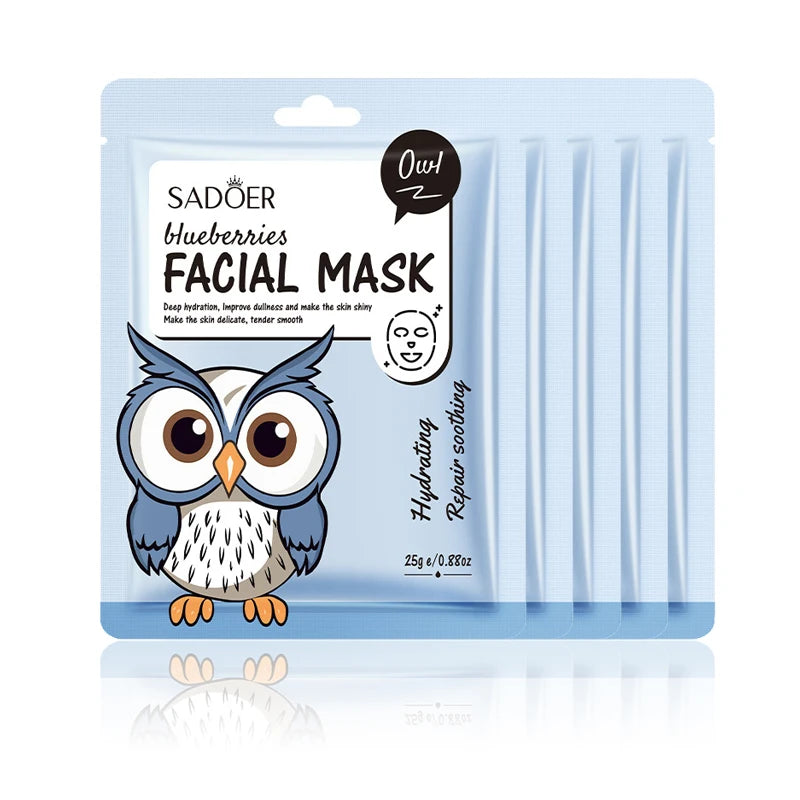 5 uds SADOER dibujos animados frutas frescas máscaras faciales hidratante calmante iluminador mascarilla Facial hidratante para el cuidado de la piel Facial