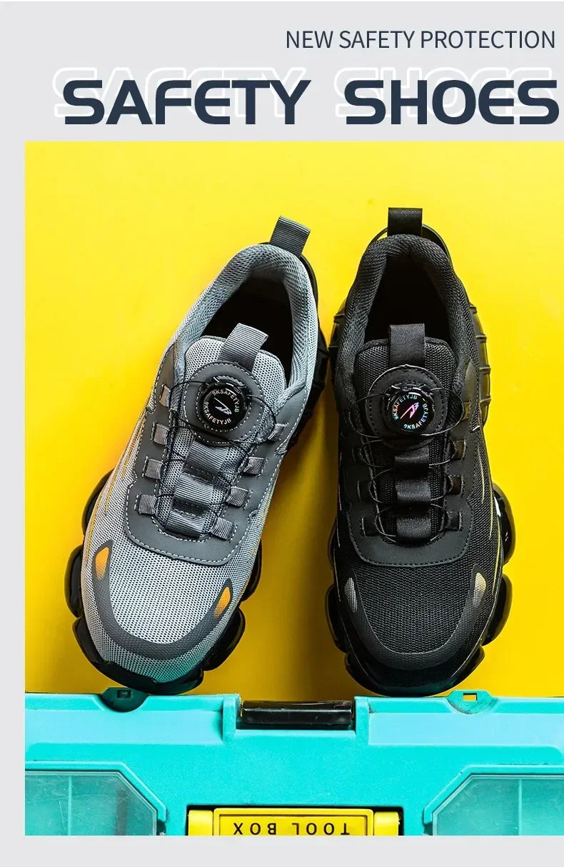 Nuevos zapatos de seguridad para el trabajo, talla 36-48 para mujeres y hombres, zapatillas de deporte con punta de acero para hombres, botas antideslizantes ligeras y transpirables impermeables, trabajo para hombres