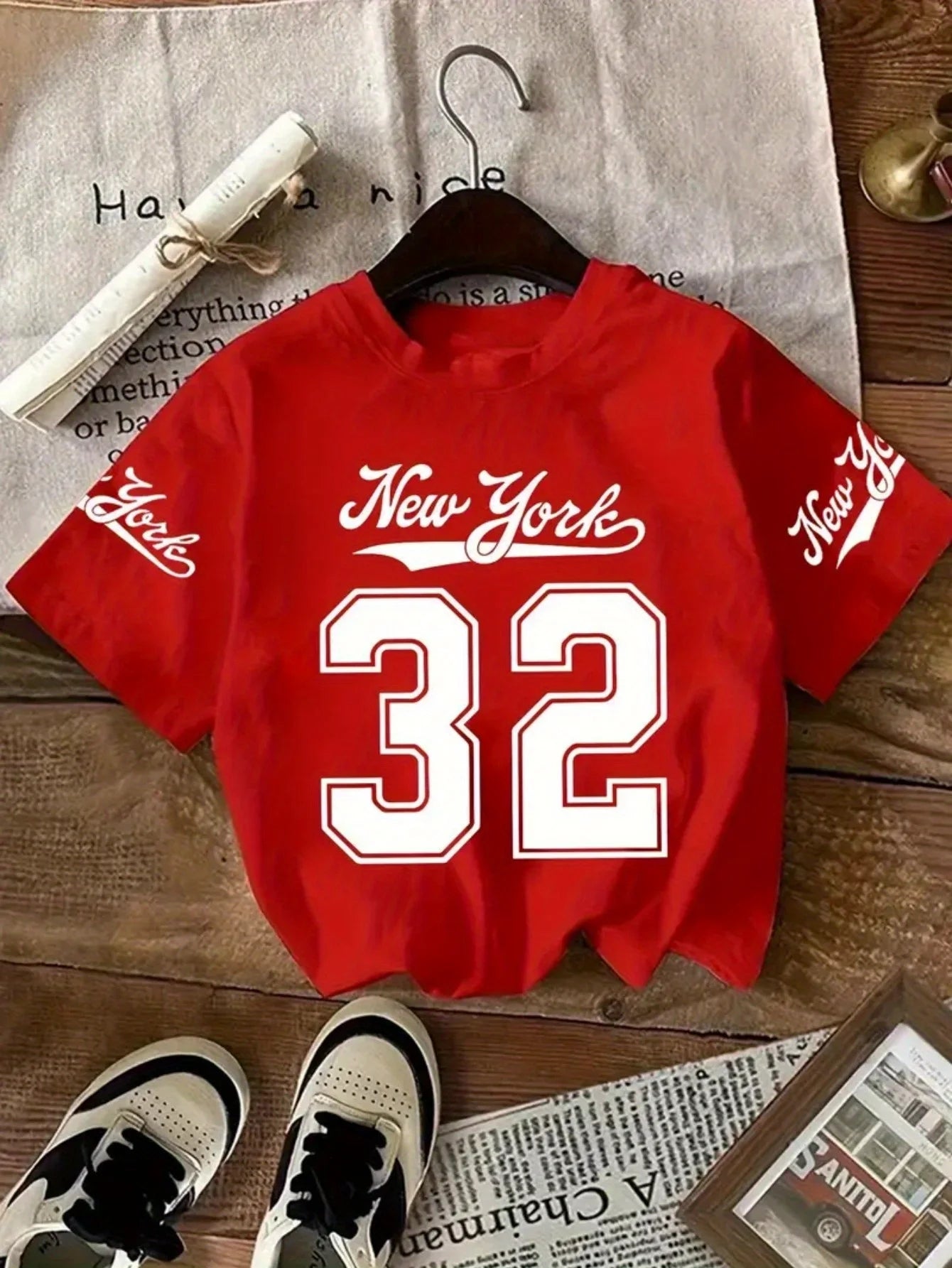 Camiseta Deportiva Casual de Moda con Estampado Digital Inglés para Mujer, de Manga Corta, para Primavera y Verano