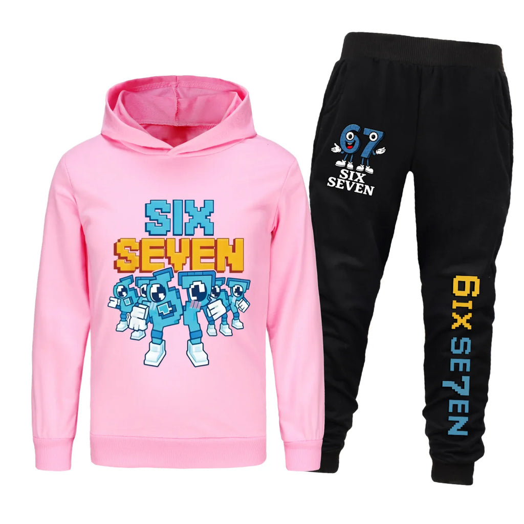 Conjunto de ropa para niños de seis siete dibujos animados rouba un Brainrot niños niñas Sudadera con capucha + Pantalones 2 uds conjunto de chándal para niños pequeños trajes para niños