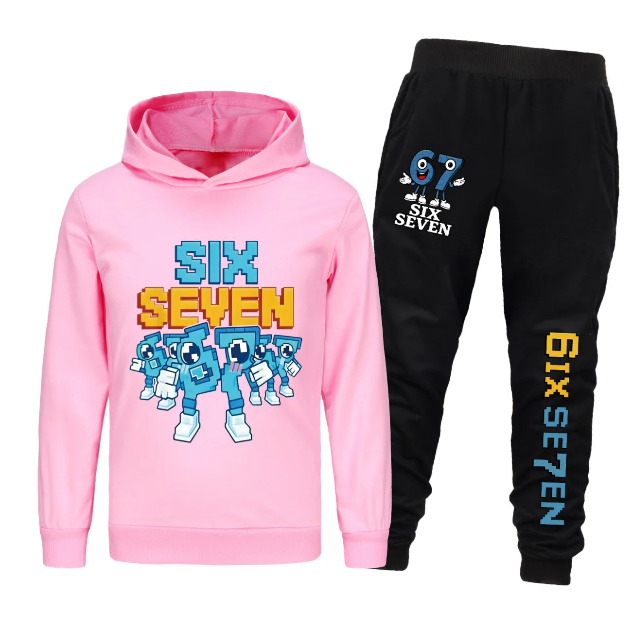 Conjunto de ropa para niños de seis siete dibujos animados rouba un Brainrot niños niñas Sudadera con capucha + Pantalones 2 uds conjunto de chándal para niños pequeños trajes para niños