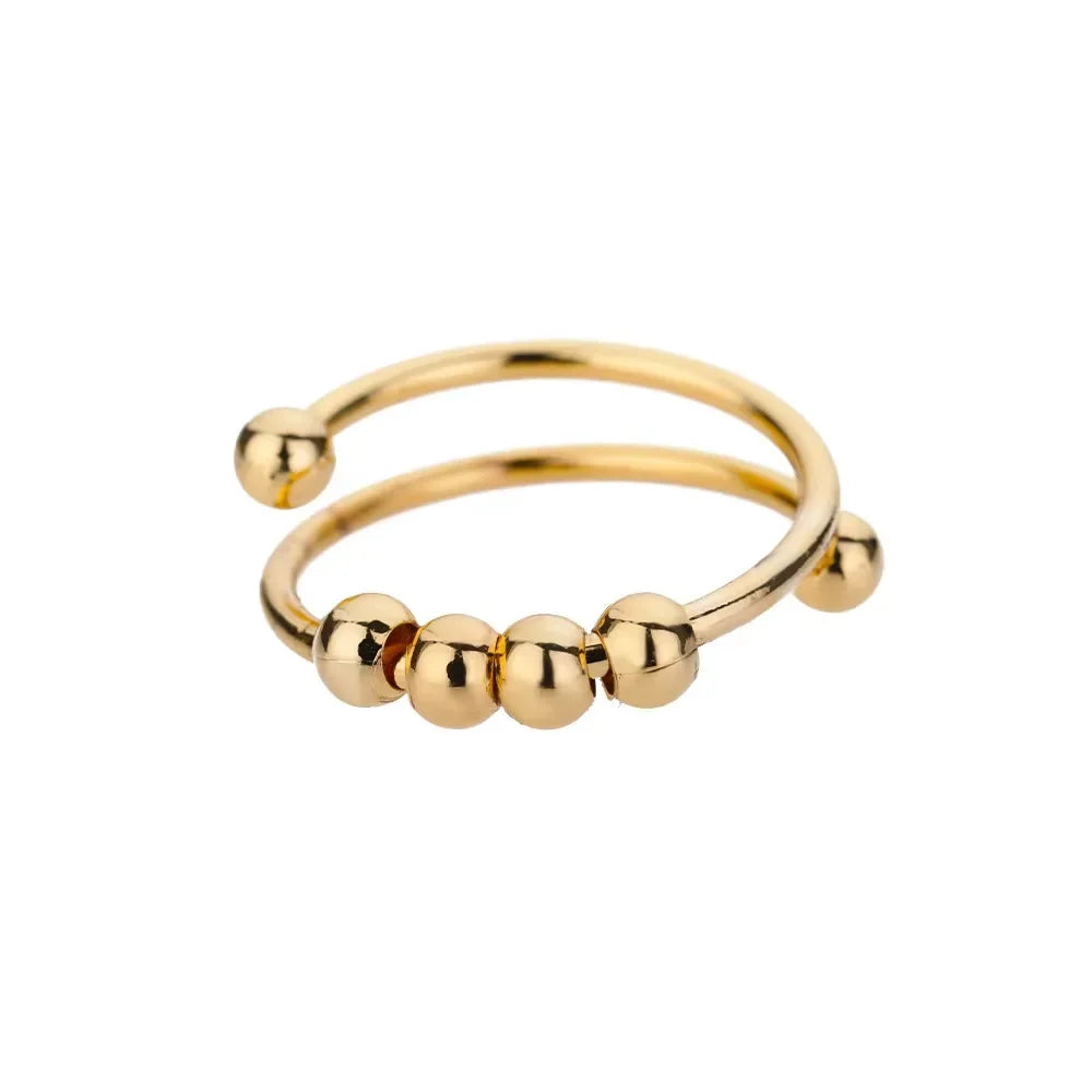 Anillos con forma de bola de diseño Irregular de tres capas con personalidad de Metal Punk exagerada para mujer, anillos ajustables simples a la moda, regalo