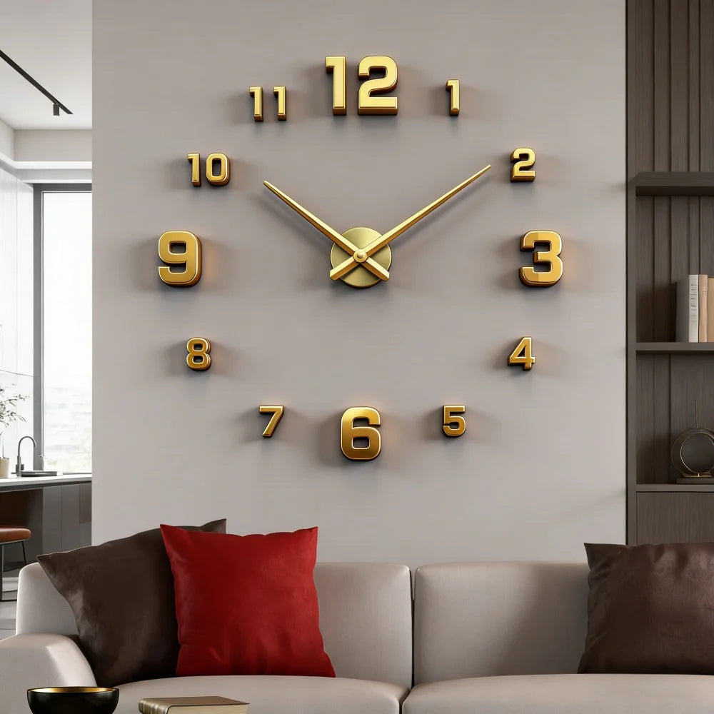 Reloj de pared grande 3D, relojes de pared clásicos luminosos, reloj Digital DIY, relojes de pared, pegatinas, reloj silencioso para el hogar, mesa de salón